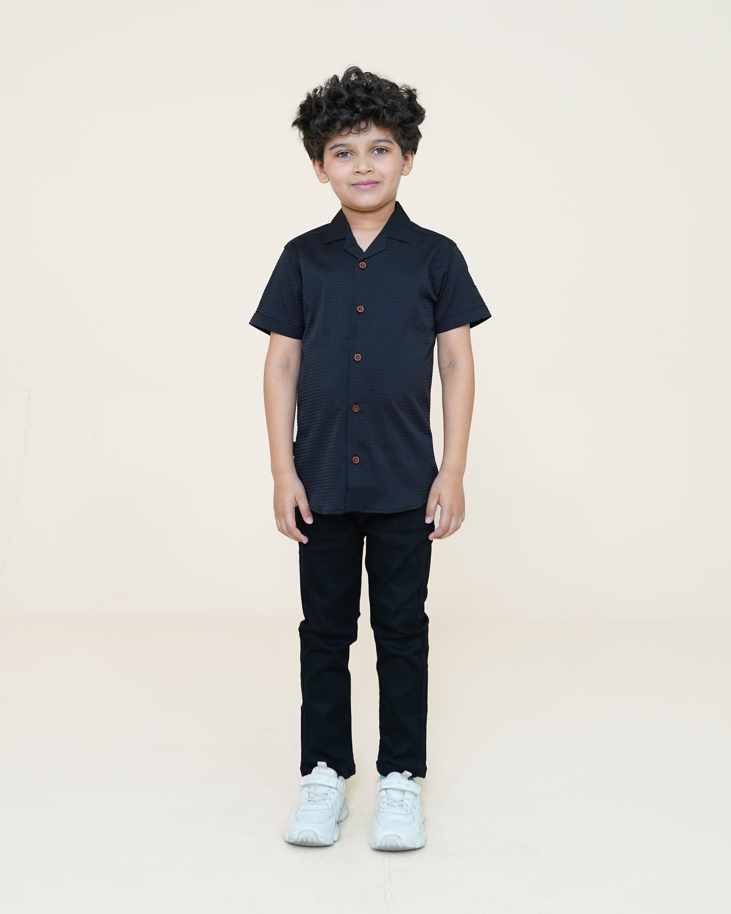 Textured Cuban Shirt – Black