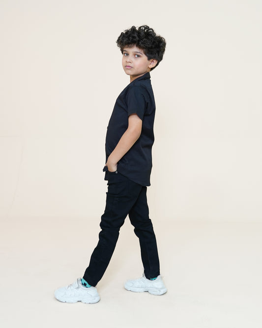 Textured Cuban Shirt – Black