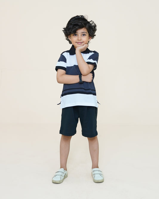 Colorblock Polo – Black & White