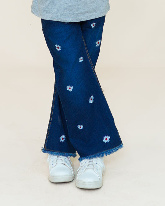 Floral Denim Jeans – DK Blue