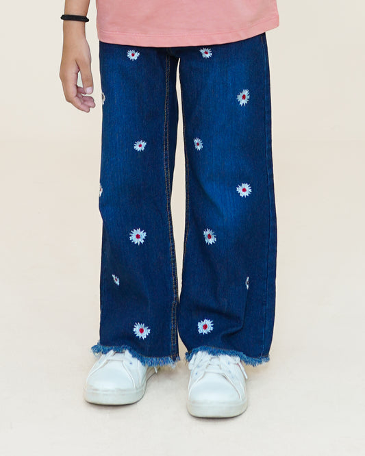 Floral Denim Jeans – DK Blue