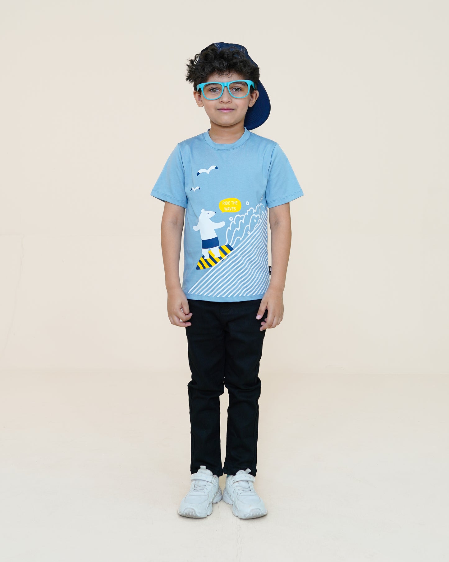 Surfing Bear T-shirt – LT Blue