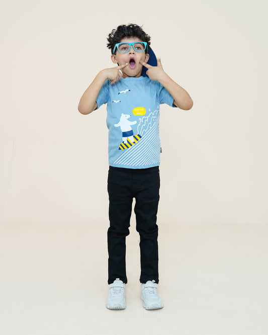 Surfing Bear T-shirt – LT Blue