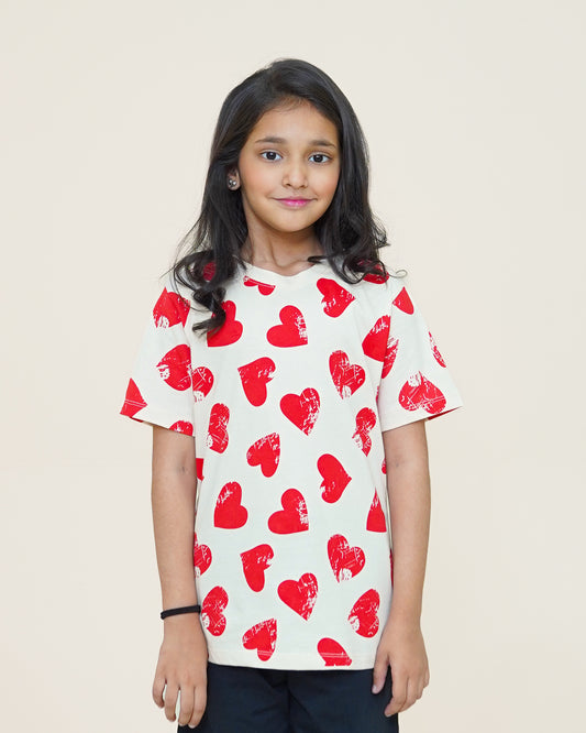 Love Hearts T-shirt – Beige