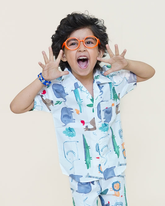 Safari Animals Co-ord Set – White