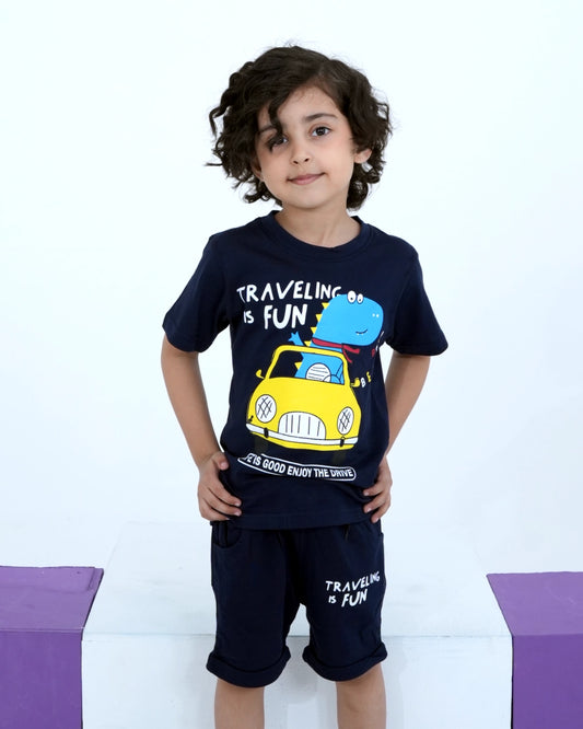 Blue 'Travelling is Fun' Co-ord Set