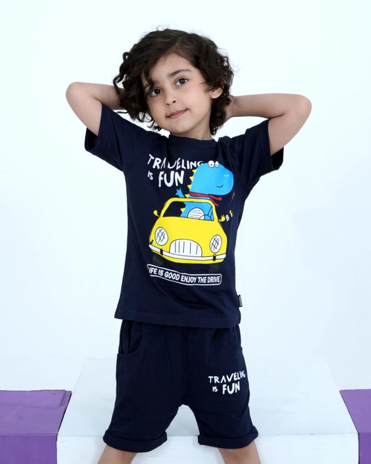 Blue 'Travelling is Fun' Co-ord Set