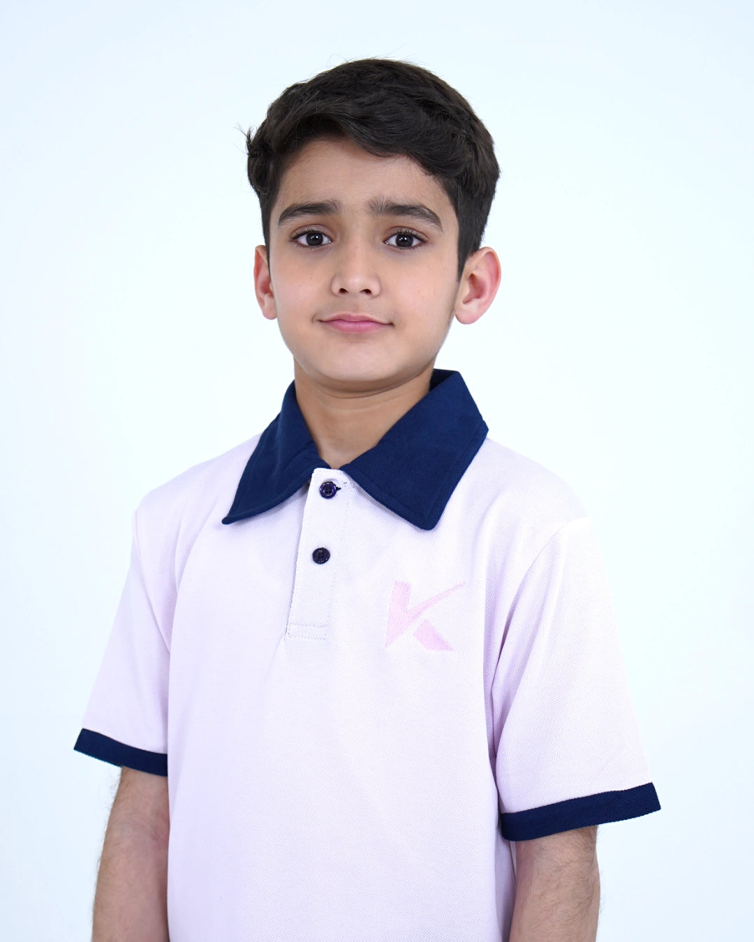 Ice Pink Contrast Collar Polo for Boys
