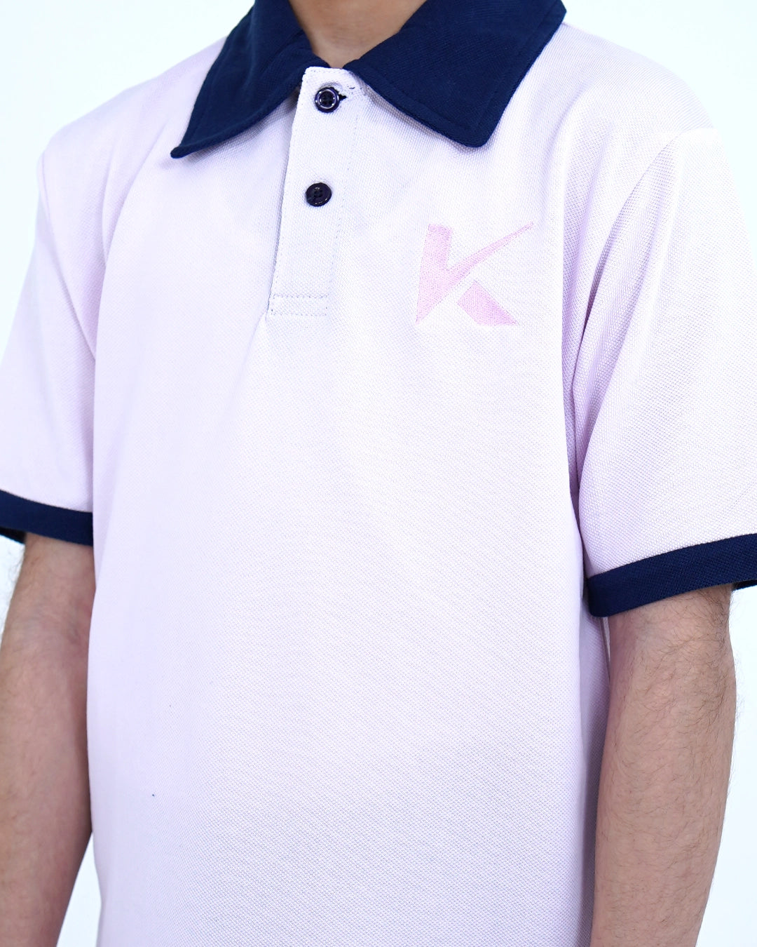 Ice Pink Contrast Collar Polo for Boys