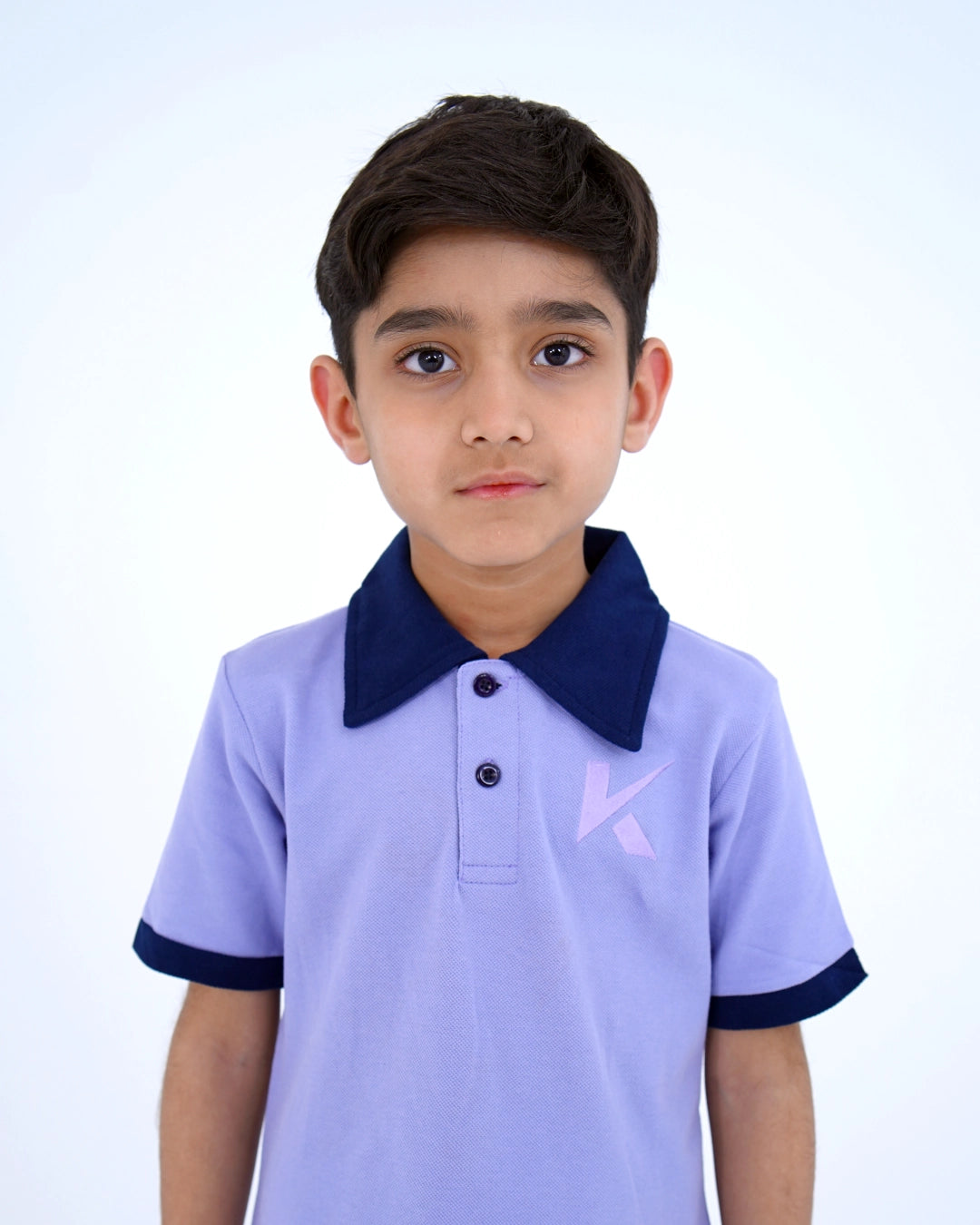 Lavender Contrast Collar Polo for Boys
