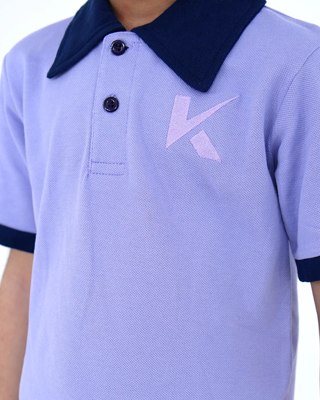 Lavender Contrast Collar Polo for Boys