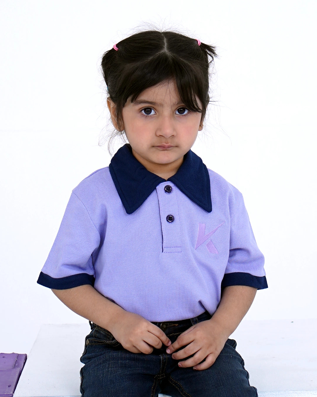 Lavender Contrast Collar Polo for Girls