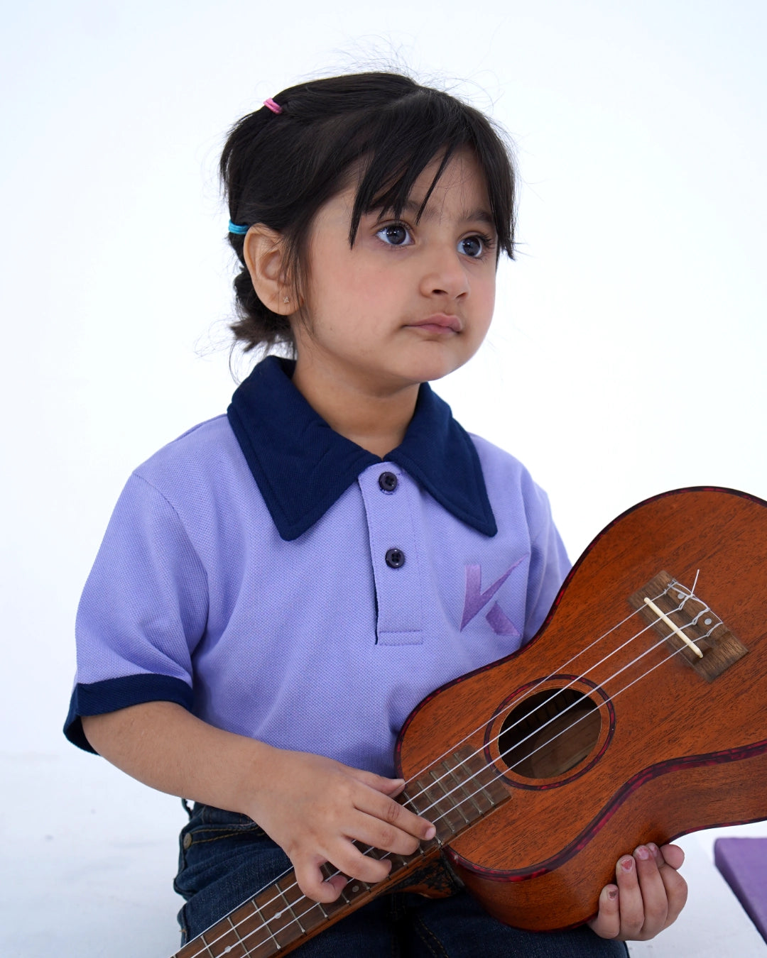 Lavender Contrast Collar Polo for Girls