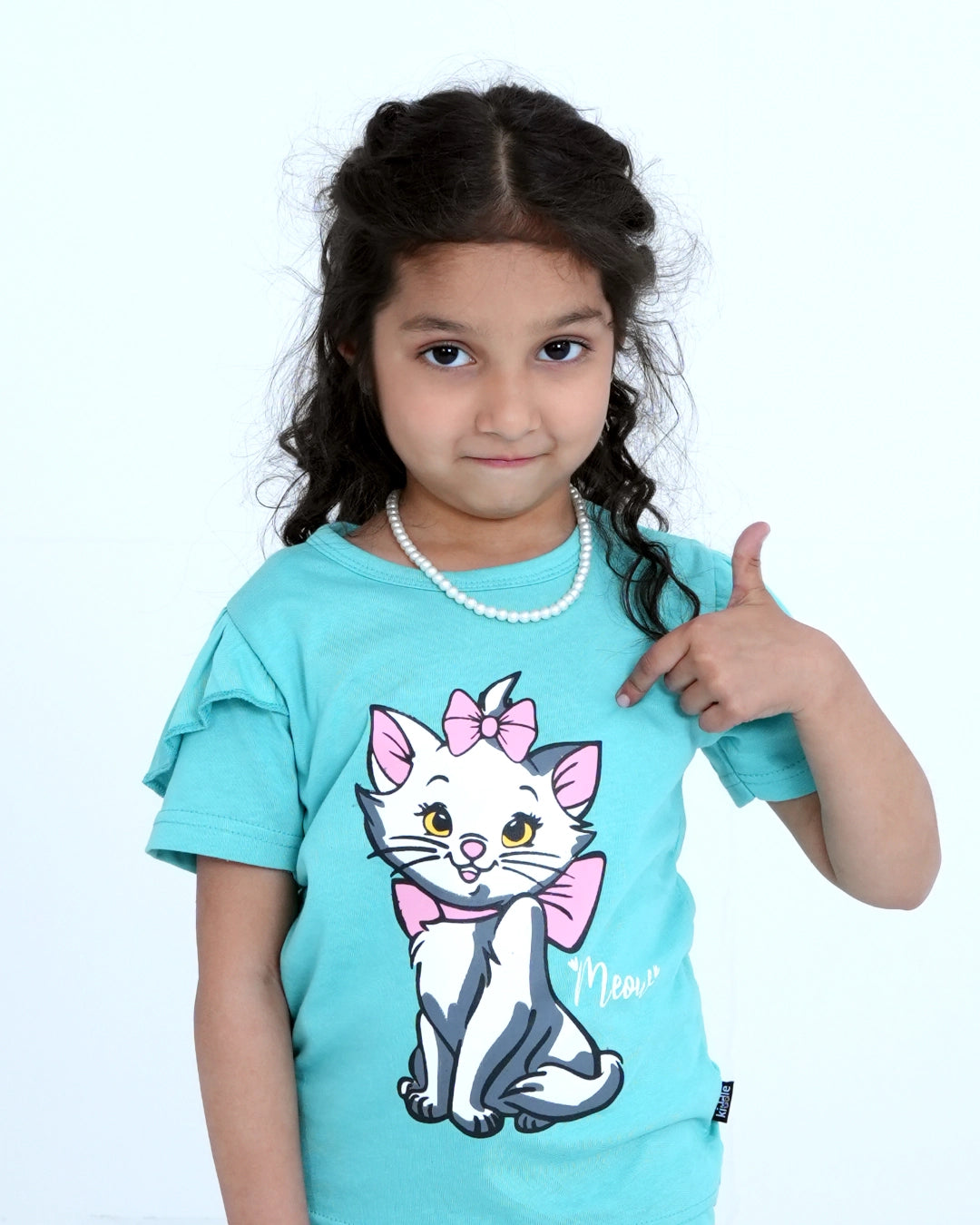 Marie Cat T-shirt – Aqua Blue