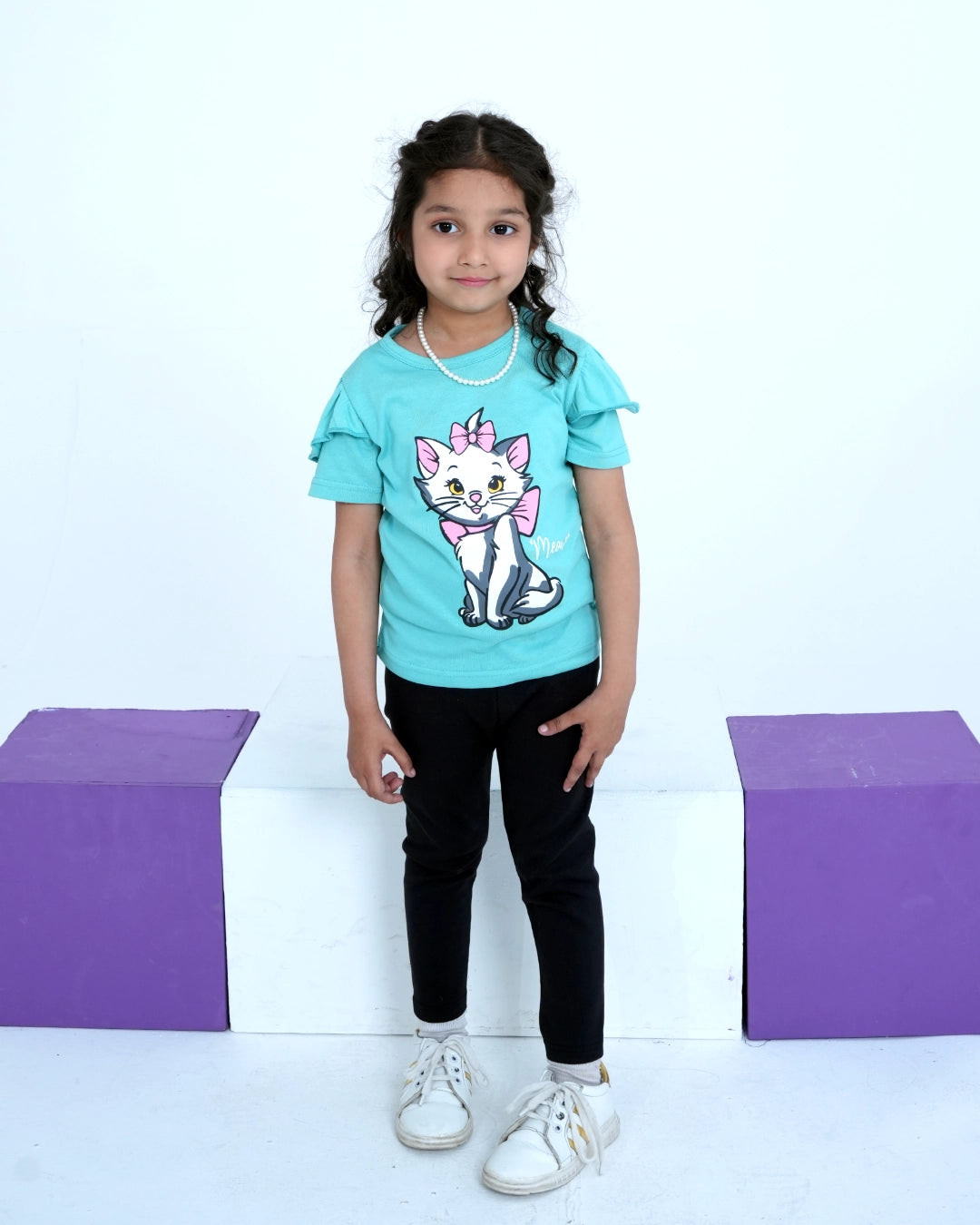 Marie Cat T-shirt – Aqua Blue