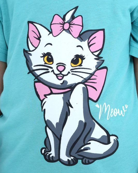 Marie Cat T-shirt – Aqua Blue