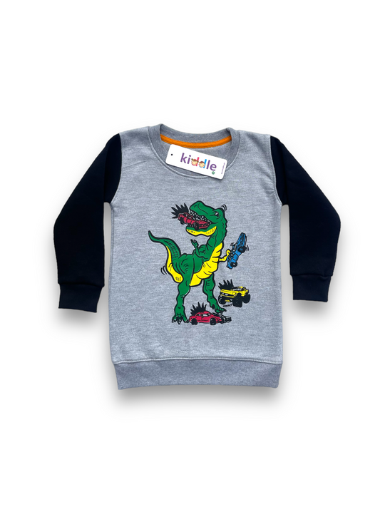 Angry Dino Fleece Heather Grey/Black Tracksuit - Winters