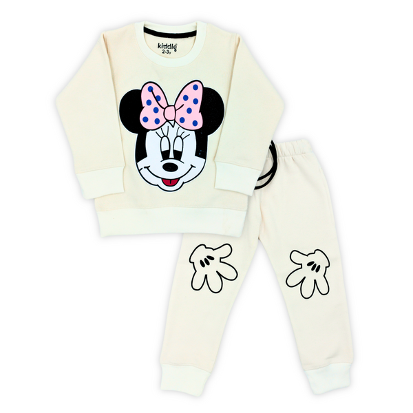 Minnie Off-white Fleece Tracksuit - Tracksuit Pakistan - Winters