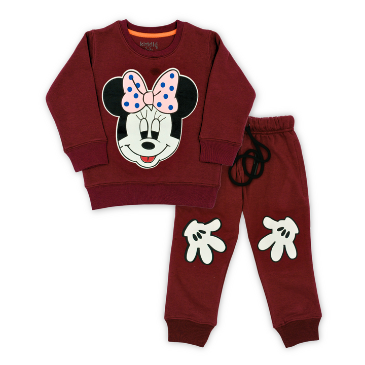 Minnie Maroon Fleece Tracksuit - Branded Tracksuit - Winters