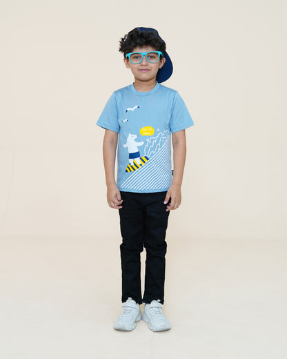 Surfing Bear T-shirt – LT Blue