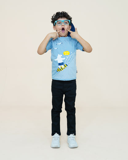 Surfing Bear T-shirt – LT Blue
