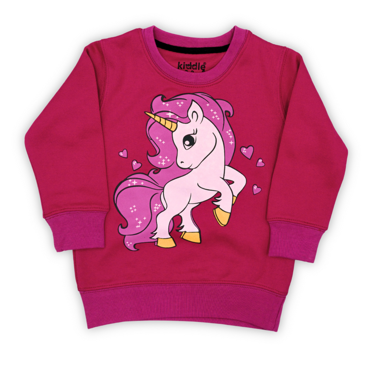 Unicorn Pink/Black Fleece Tracksuit - Girls Tracksuit - Winters - Kiddle