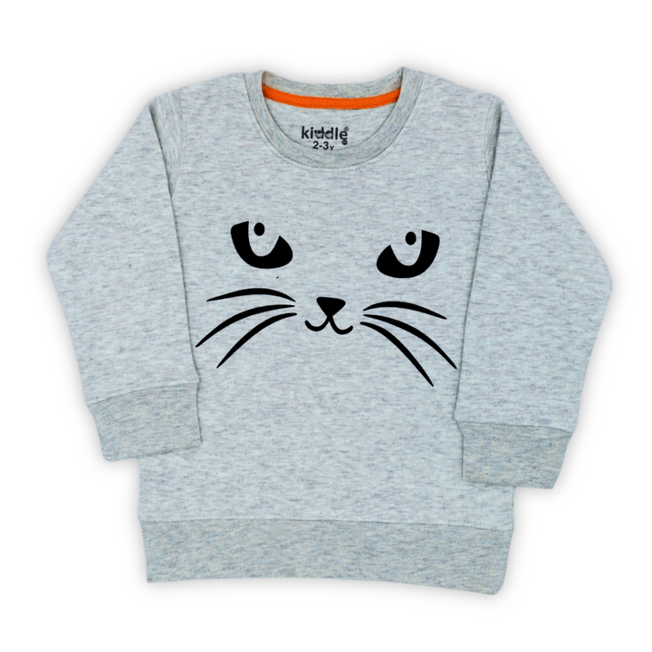 Cat Face Heather Grey Tracksuit - Track Suit for Boys- Winters