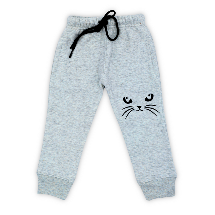 Cat Face Heather Grey Tracksuit - Track Suit for Boys- Winters