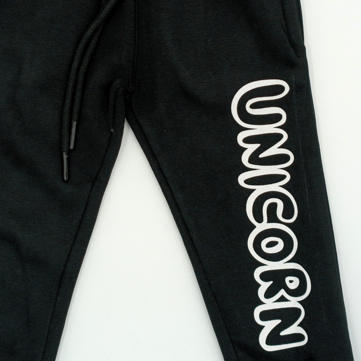 Unicorn Pink/Black Fleece Tracksuit - Girls Tracksuit - Winters - Kiddle