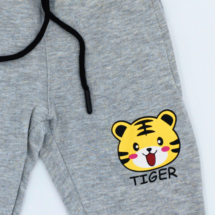 Tiger Heather Grey Fleece Tracksuit - Kids Tracksuits - Winters - Kiddle