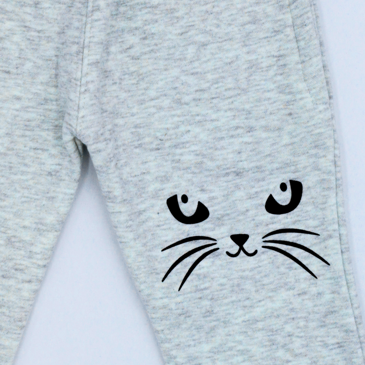 Cat Face Heather Grey Tracksuit - Track Suit for Boys- Winters