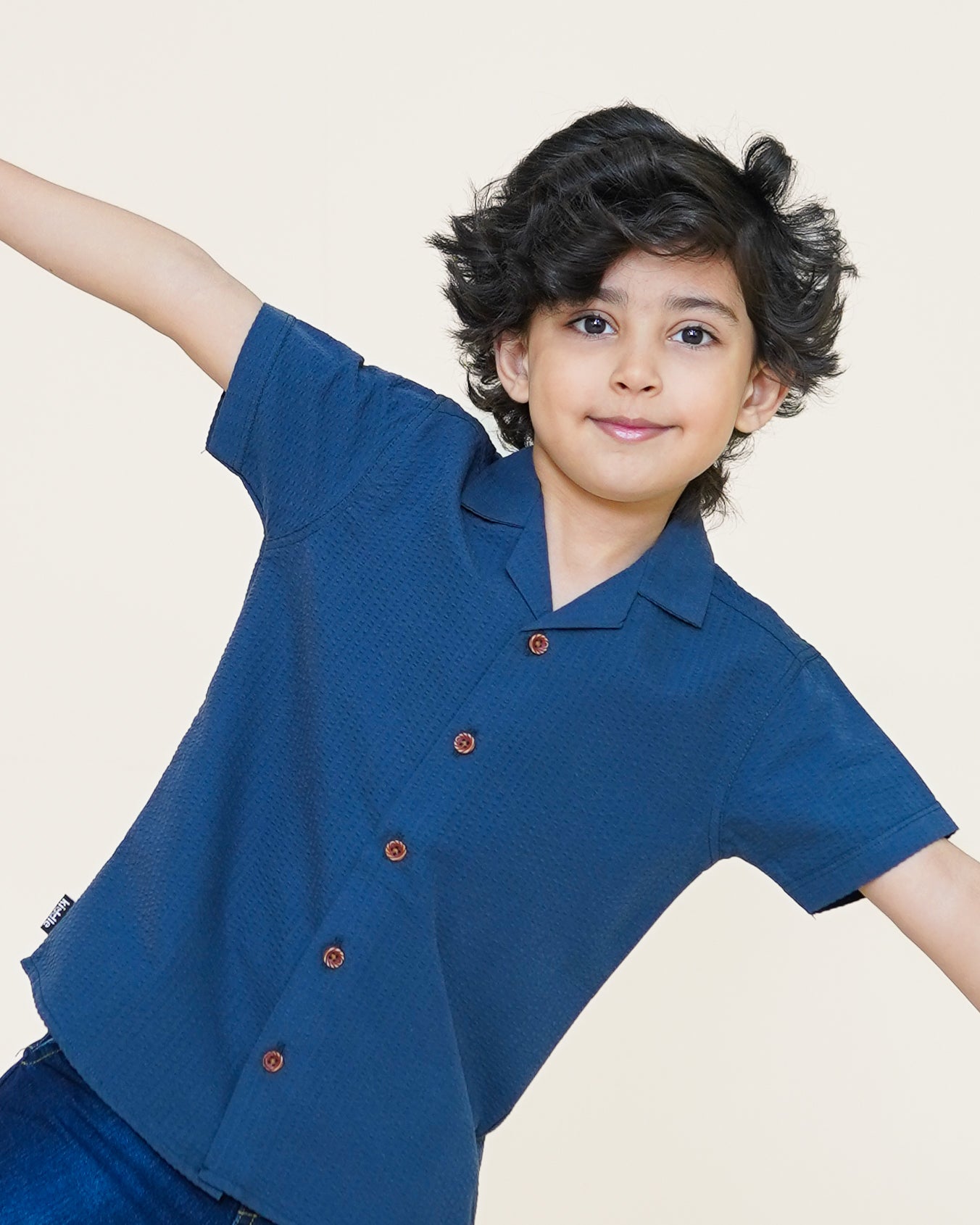 Textured Cuban Shirt – Navy