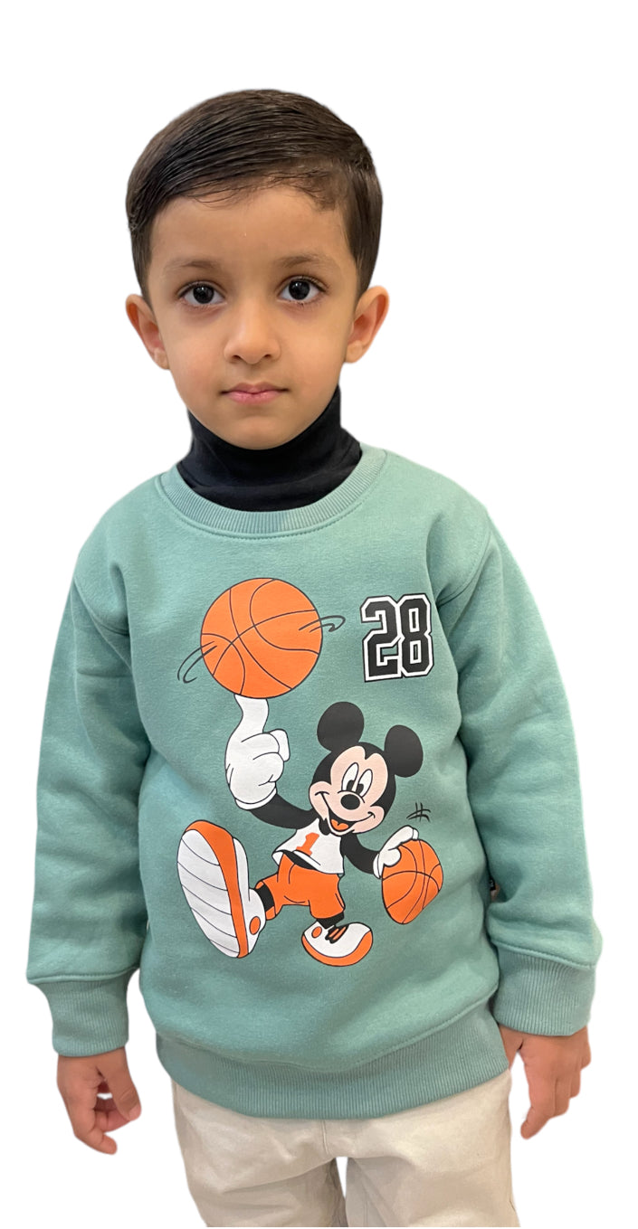 Mickey Basketball Green Sweatshirt - Boys Sweatshirts