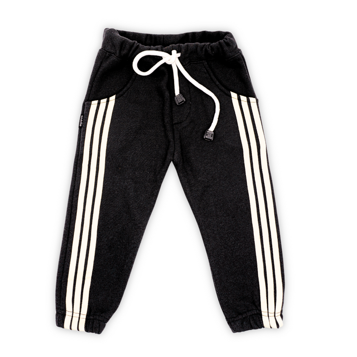 Fleece Black Trouser with Stripes - Fleece Trousers Pakistan