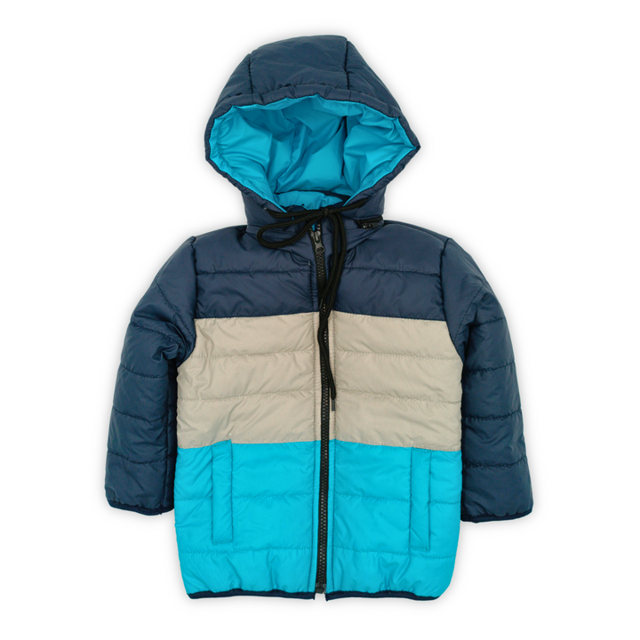 Blue Contrast Puffer Hooded Jacket - Buy Jackets Online Pakistan