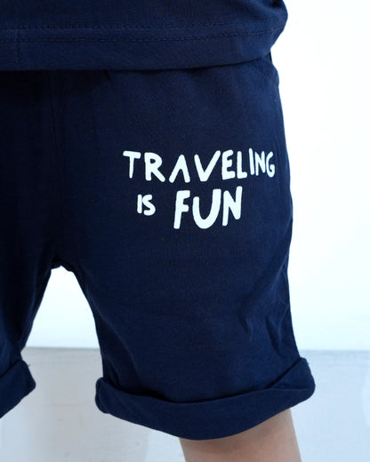 Blue 'Travelling is Fun' Co-ord Set