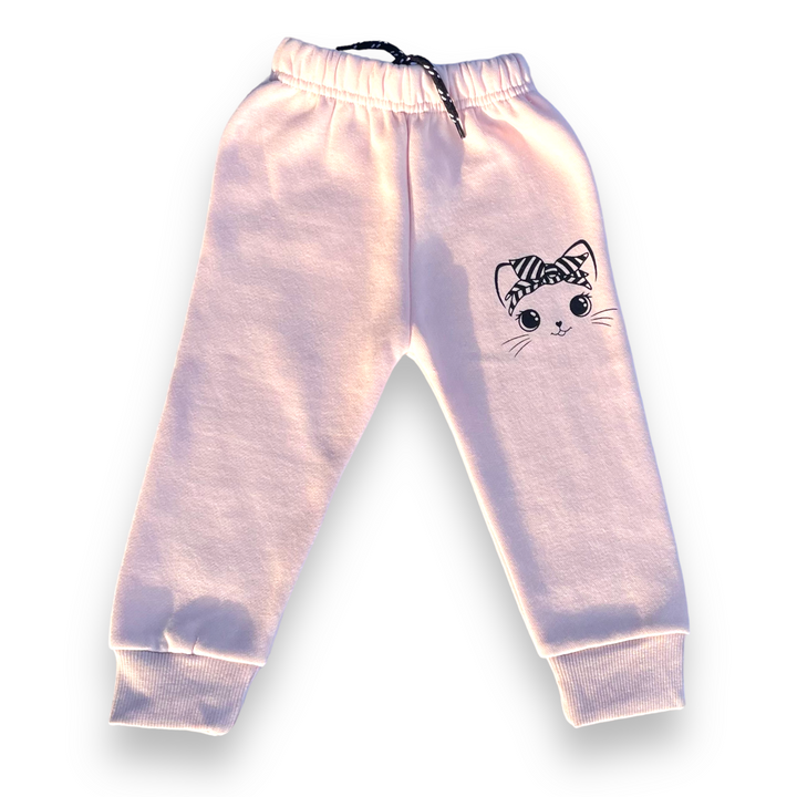 Cat Face Pink Tracksuit - Girls Tracksuit 