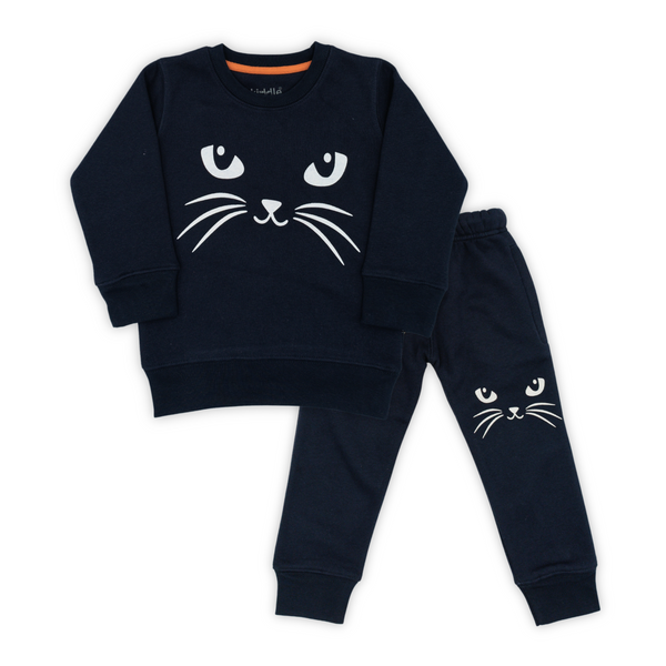 Cat Face Navy Fleece Tracksuit - Winters