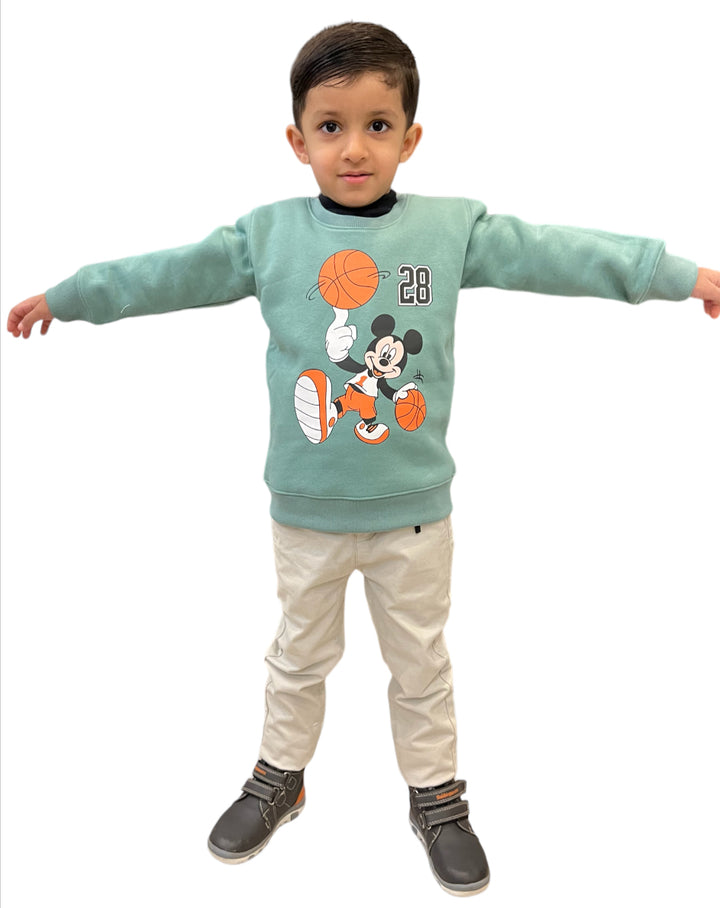 Mickey Basketball Green Sweatshirt - Boys Sweatshirts