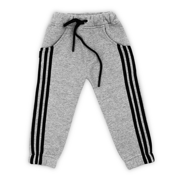 Fleece Heather Grey Trouser with Stripes For Winters - Boys Trousers