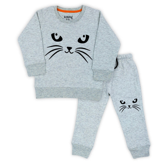 Cat Face Heather Grey Tracksuit - Winters