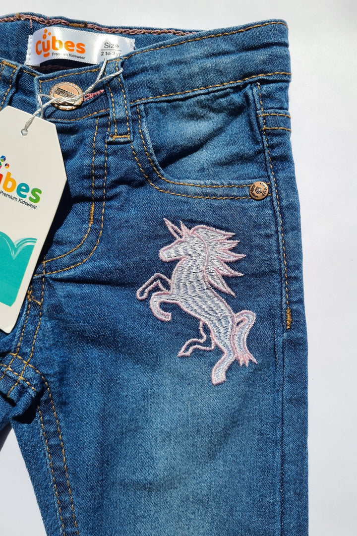 Girls Embroided Unicorn Jeans - Jeans Pent