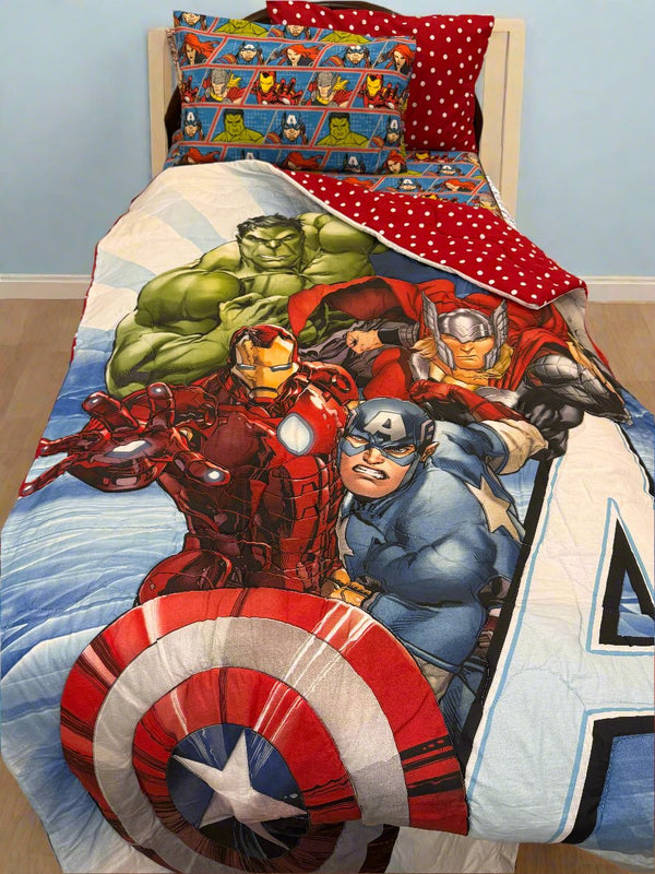 Avengers Kids Single Bed Bedsheet with Quilt