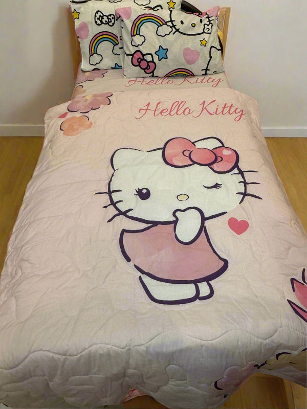 Hello kitty Single Bed Bedsheet with Quilt