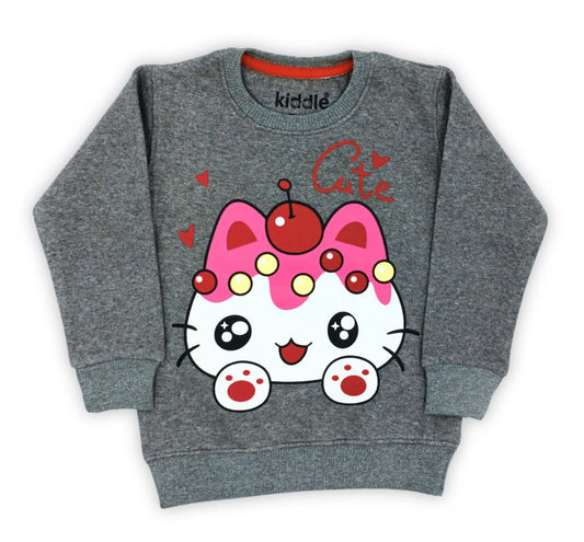 Cute Kitty Dark Heather Grey Fleece Tracksuit - Winters