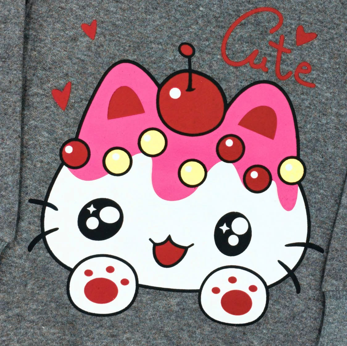 Cute Kitty Dark Heather Grey Fleece Tracksuit - Winters