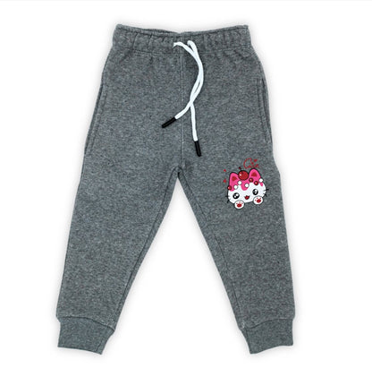 Cute Kitty Dark Heather Grey Fleece Tracksuit - Winters