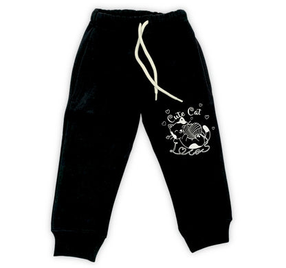 Cute Cat Pink/Black Fleece Tracksuit - Winters