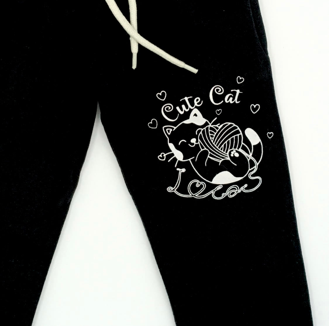 Cute Cat Pink/Black Fleece Tracksuit - Winters