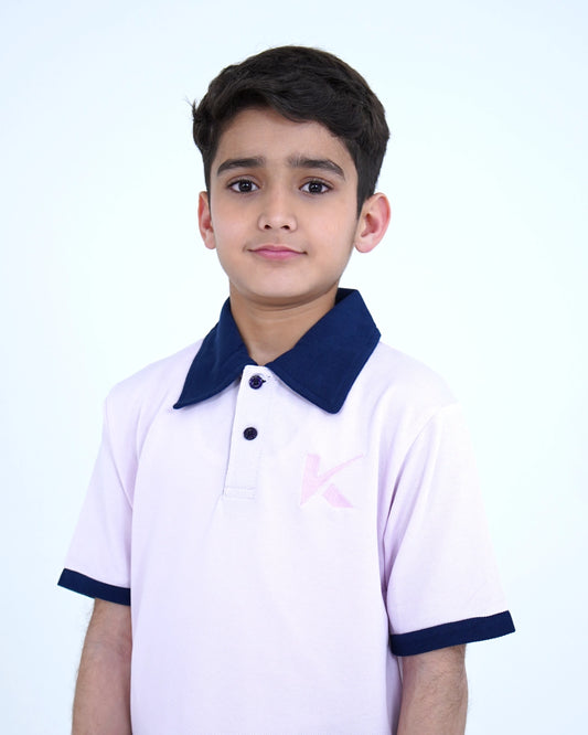 Ice Pink Contrast Collar Polo for Boys